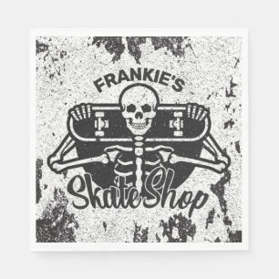 Custom ADD NAME Skull Skateboard Skate Shop Serviette