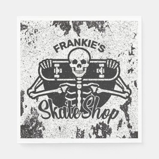 Custom ADD NAME Skull Skateboard Skate Shop Serviette (Vorderseite)