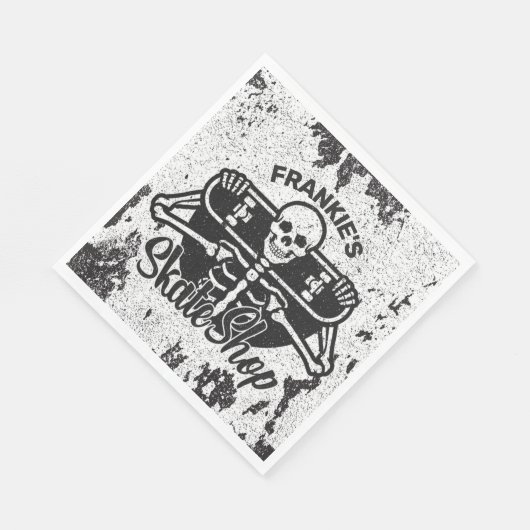 Custom ADD NAME Skull Skateboard Skate Shop Serviette (Ecke)