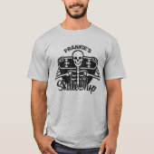 Custom ADD NAME Skull Skateboard Skate Shop T-Shirt (Vorderseite)