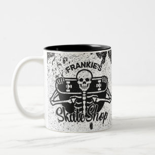 Custom ADD NAME Skull Skateboard Skate Shop Zweifarbige Tasse