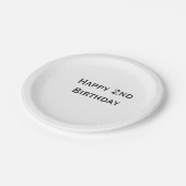 custom add your text happy birthday 2nd simple  pappteller (Schrägansicht)