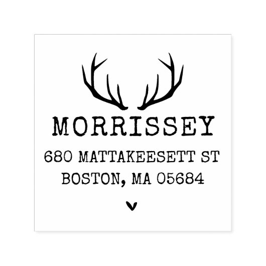Custom Address Deer Antlers Permastempel (Design)
