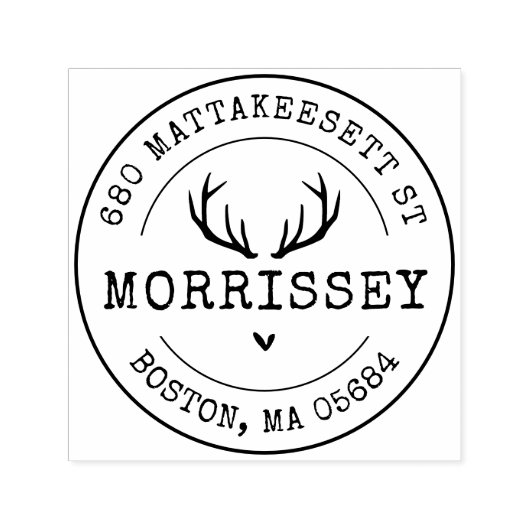 Custom Address Deer Antlers Permastempel (Design)