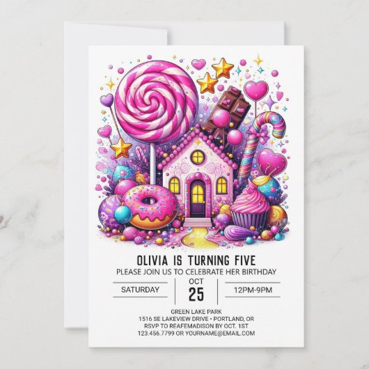Custom Adorable Candyland Digital Geburtstag Einladung (Vorderseite)