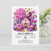Custom Adorable Candyland Digital Geburtstag Einladung (Stehend Vorderseite)