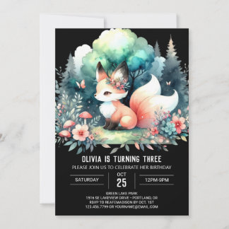 Custom Adorable Fox Geburtstag digital Einladung