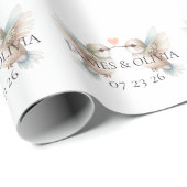 Custom Adorable Hummingbird Heart Wedding Geschenkpapier (Rolleneckpunkt)