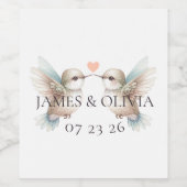 Custom Adorable Hummingbird Heart Wedding Weinetikett (Einzelnes Label)