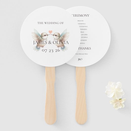 Custom Adorable Hummingbird Hochzeitsprogramm Fächer (Vorne und Hinten)