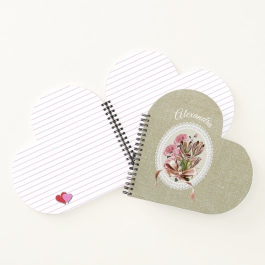 Custom adorable natural brown texture with flowers notizblock (Innenseite)