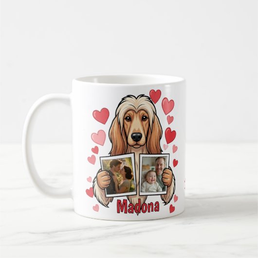 Custom Afghan Hound Photo Heart Coffee Mug Kaffeetasse (Links)