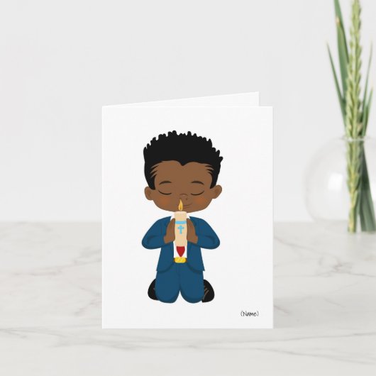 Custom African-American Boy Holy Communy Card Karte (Vorderseite)