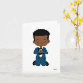 Custom African-American Boy Holy Communy Card Karte (Gelbe Blume)