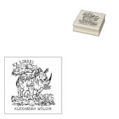 Custom African Rhinoceros Ex Libris Buchzeichen Gummistempel (Stempel)