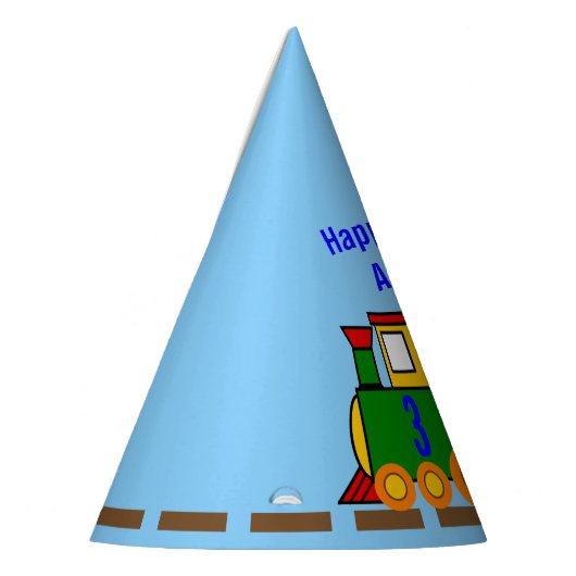 Custom Age and Name Boy's Happy Birthday Train Partyhütchen (Links)