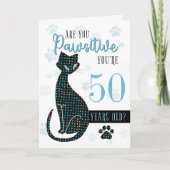 Custom Age Birthday Cat Silhouette Karte (Vorderseite)