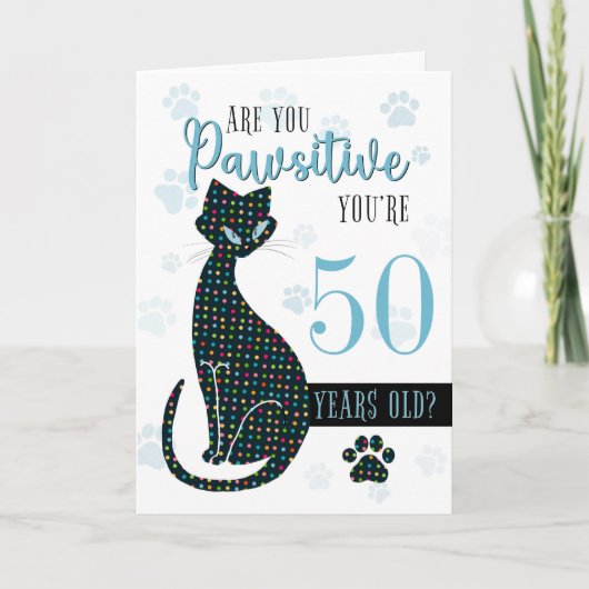 Custom Age Birthday Cat Silhouette Karte (Vorderseite)
