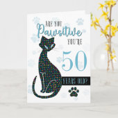 Custom Age Birthday Cat Silhouette Karte (Gelbe Blume)