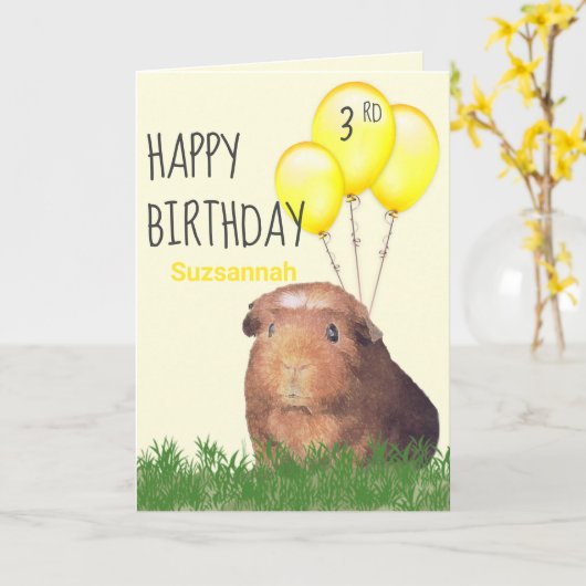 Custom Age Birthday Guinea Schweineborloon Karte (Gelbe Blume)
