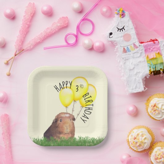 Custom Age Birthday Guinea Schweineborloon Pappteller (Party)