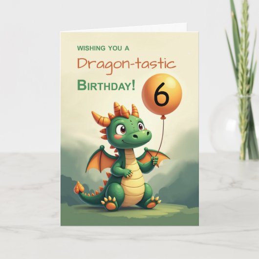 Custom Age Birthday Niedlich Dragon Holloon Karte (Vorderseite)