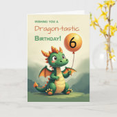 Custom Age Birthday Niedlich Dragon Holloon Karte (Gelbe Blume)