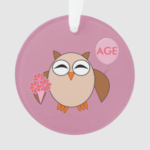 Custom Age Birthday Owl Akronylic Ornament