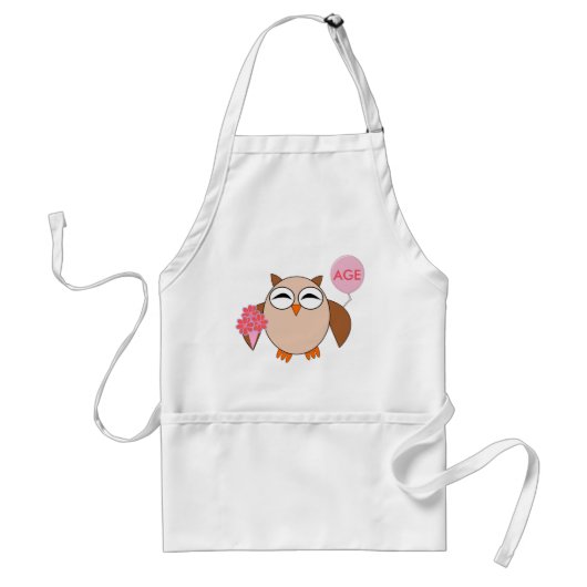 Custom Age Birthday Owl Cooking Apron Schürze (Vorne)