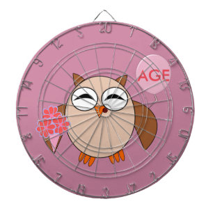 Custom Age Birthday Owl Dart Board Dartscheibe