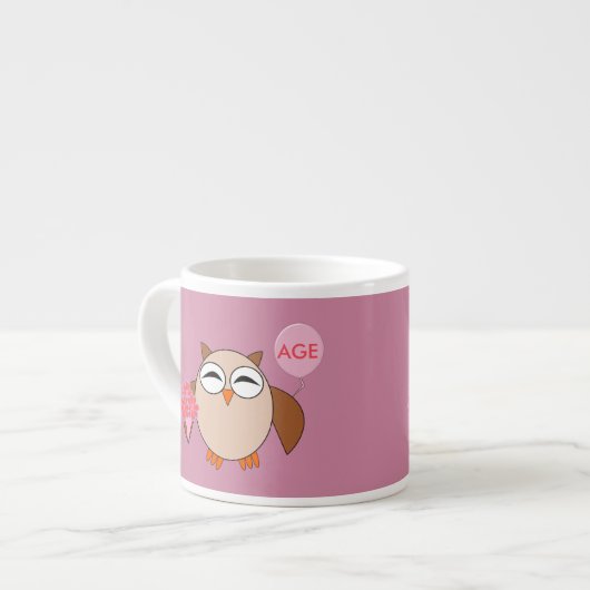 Custom Age Birthday Owl Espresso Tasse (Vorderseite Links)