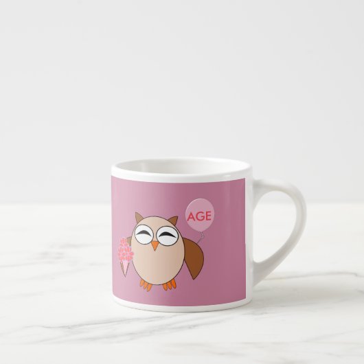 Custom Age Birthday Owl Espresso Tasse (Rechts)