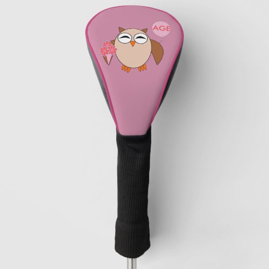 Custom Age Birthday Owl Golf Driver Cover Headcover (Vorderseite)