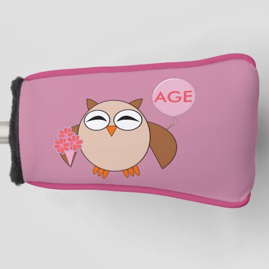 Custom Age Birthday Owl Golf Putter Cover Headcover (Vorderseite)