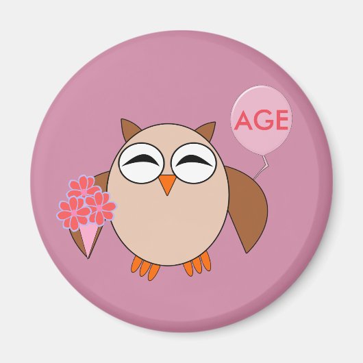Custom Age Birthday Owl Magnet (Vorne)