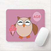 Custom Age Birthday Owl Mousepad (Mit Mouse)