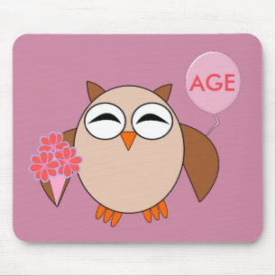 Custom Age Birthday Owl Mousepad