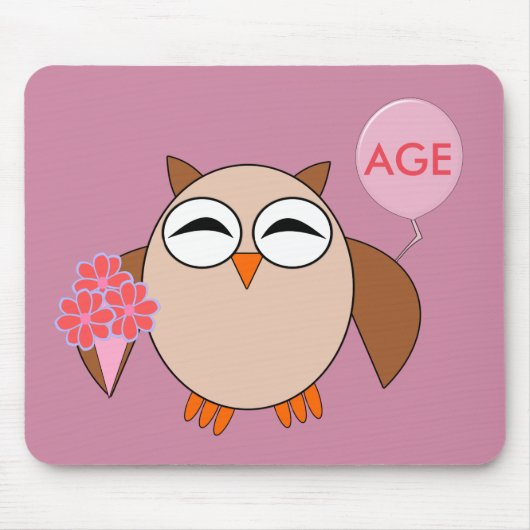 Custom Age Birthday Owl Mousepad (Vorne)