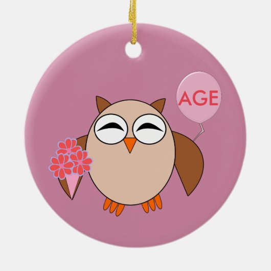 Custom Age Birthday Owl Ornament (Hinten)