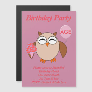 Custom Age Birthday Owl Party lädt ein Magneteinladung