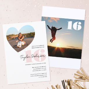 Custom Age Birthday Party Foto Teart White Einladung