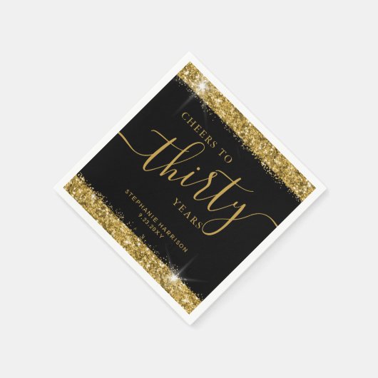 Custom Age Chefs 30 Jahre Schwarz Gold Custom Serviette (Ecke)