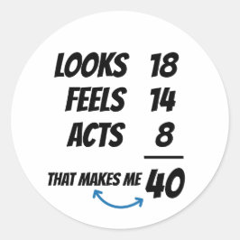 Custom Age Equation Funny Personalized Birthday  Runder Aufkleber