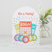 Custom Age fun Bingo Thema Geburtstag Einladung (Stehend Vorderseite)