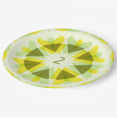 Custom Age Fun Bright Yellow Green Birthday Star Pappteller (Schrägansicht)