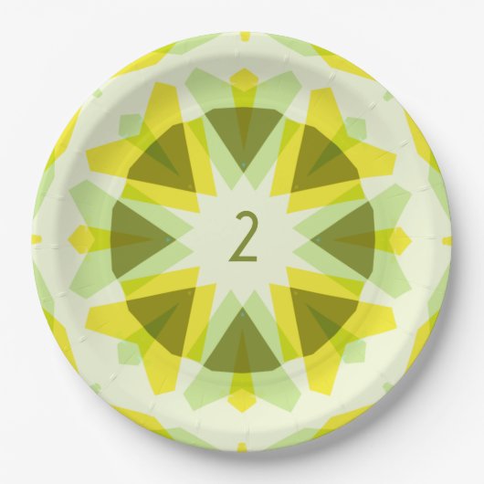 Custom Age Fun Bright Yellow Green Birthday Star Pappteller (Vorderseite)