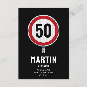 CUSTOM AGE Geburtstagsparty mit Straßenschild Dankeskarte