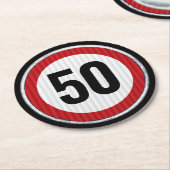 CUSTOM AGE Geburtstagsparty mit Straßenschild Runder Pappuntersetzer (Angewinkelt)