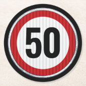 CUSTOM AGE Geburtstagsparty mit Straßenschild Runder Pappuntersetzer (Vorderseite)