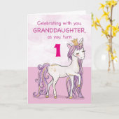 Custom Age Grandtochter Geburtstag Rosa Pferd Karte (Gelbe Blume)